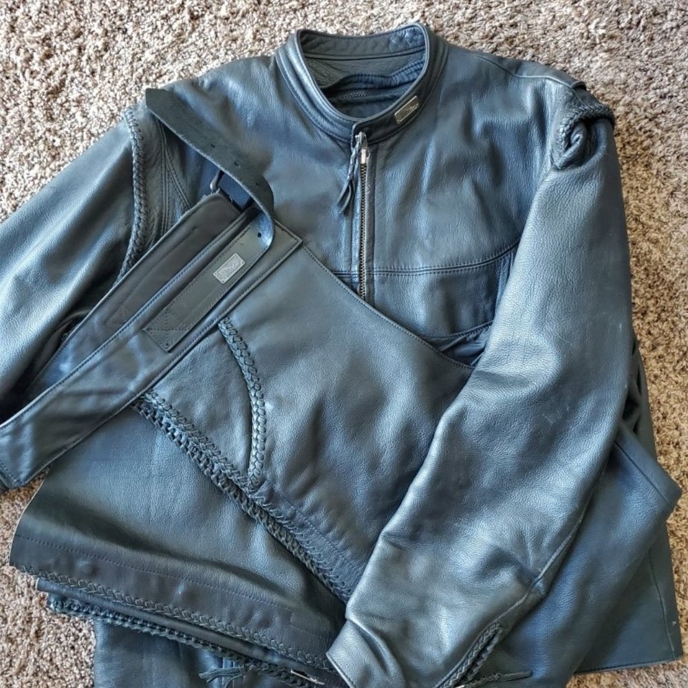 Harley Davidson Leather Jacket & Chaps